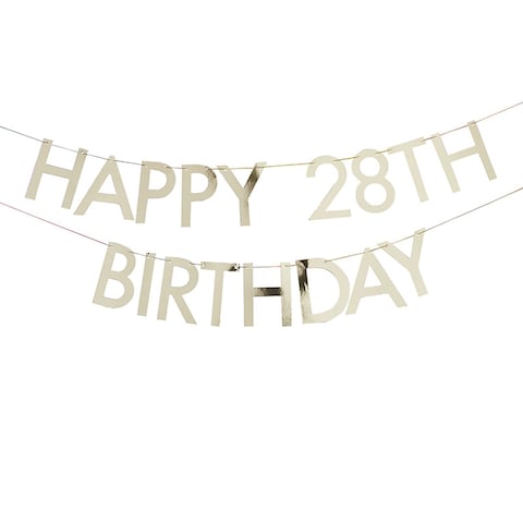 GOLD CUSTOMISABLE HAPPY BIRTHDAY BUNTING BANNER