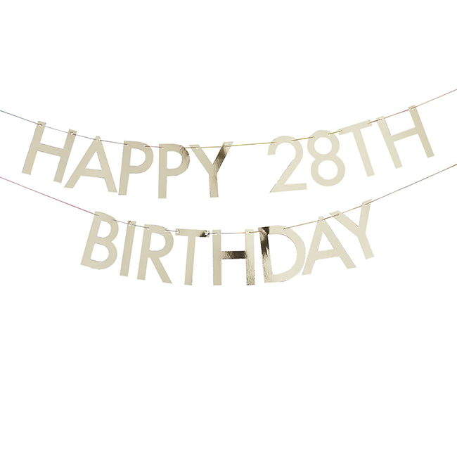 GOLD CUSTOMISABLE HAPPY BIRTHDAY BUNTING BANNER