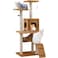 Doreen 125cm Cat Tree Tower Cat Tree House Cat Tree Condo Furniture Scratch Post for Kittens Pet House Play Wood Rattan Pet Supplies with Versatile  (Light brown GC2319A)