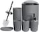 Bathroom Accessories Set 6 Piece Bath Ensemble with Smooth Surface Includes Soap Dispenser, Toothbrush Holder, Toothbrush Cup, Soap Dish for Decorative Countertop and Housewarming Gift, Grey