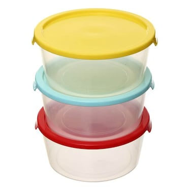 الهلال والنجمة علب للغداء كبيرة دائرية - ألوان متعددة - 3 علب