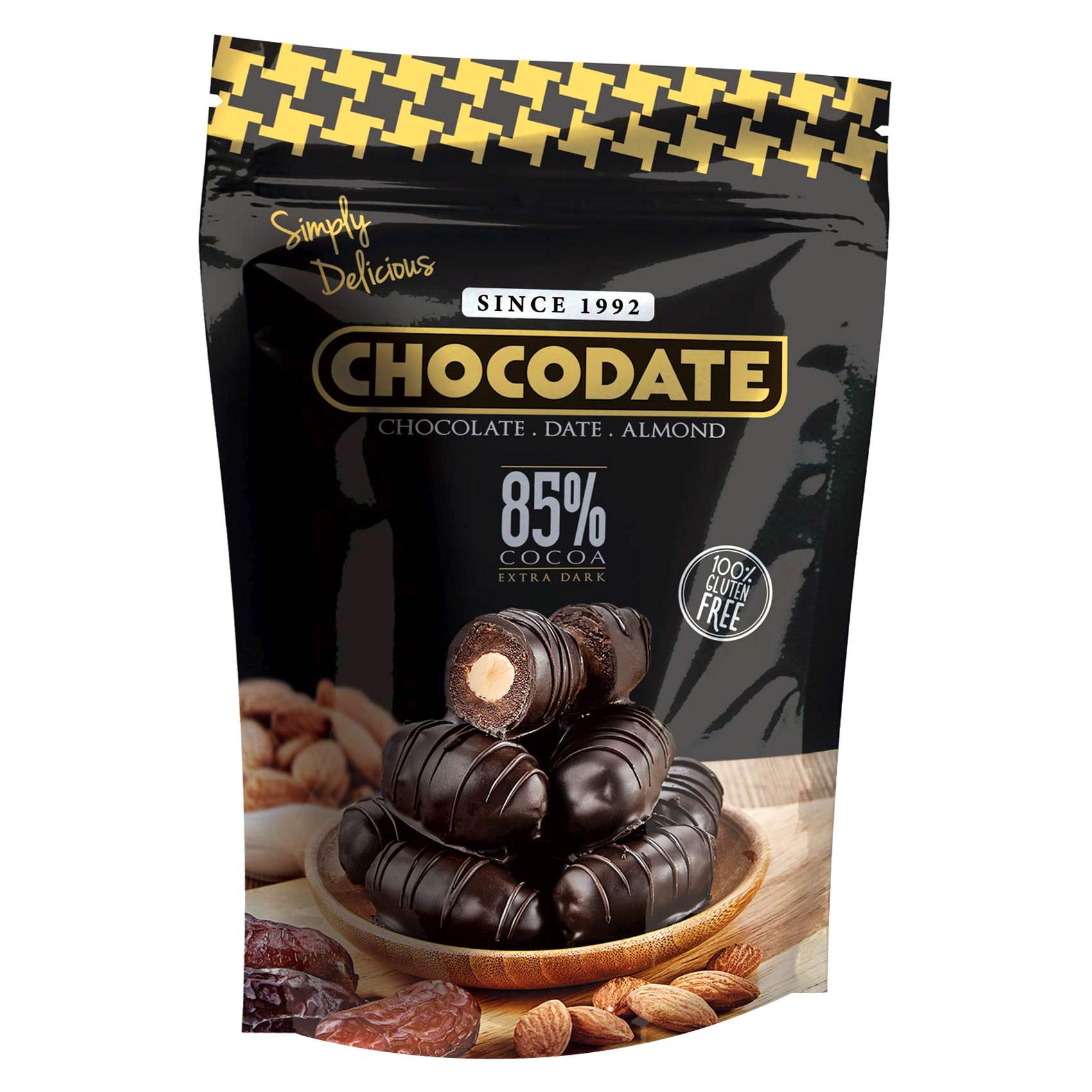 Chocodate Date And Almond Extra Dark Chocolate 250g