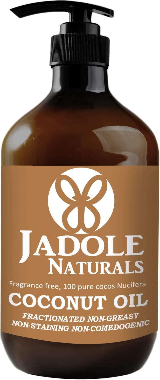 Jadole Naturals Fractionated Organic Coconut Oil Massage Oils For Hair And Skin - Liquid Mct Natural And Pure Body Oil Carrier Massage Oil