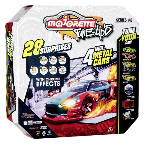 Majorette Tune Up&#39;s Series 2 With Chrome Effects 28 Surprises Metal Cars Playset 5+ Years