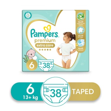 Pampers Premium Extra Care Diapers - Size 6 - 38 Diapers