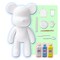 DIY CREATE YOUR OWN UNIQUE ACRYLIC FLUID POURING PAINT BEAR (9 inch - 23 cm) COMPLETE SET, colors: White, Light-Blue, Lemon-Yellow. Arts and Crafts, Customize Handmade Creative Birthday Gift