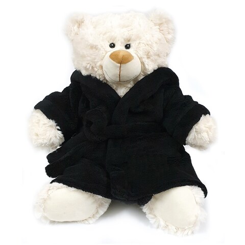 Caravaan - Soft Toy Teddy Cream with Black Bathrobe Size 38cm