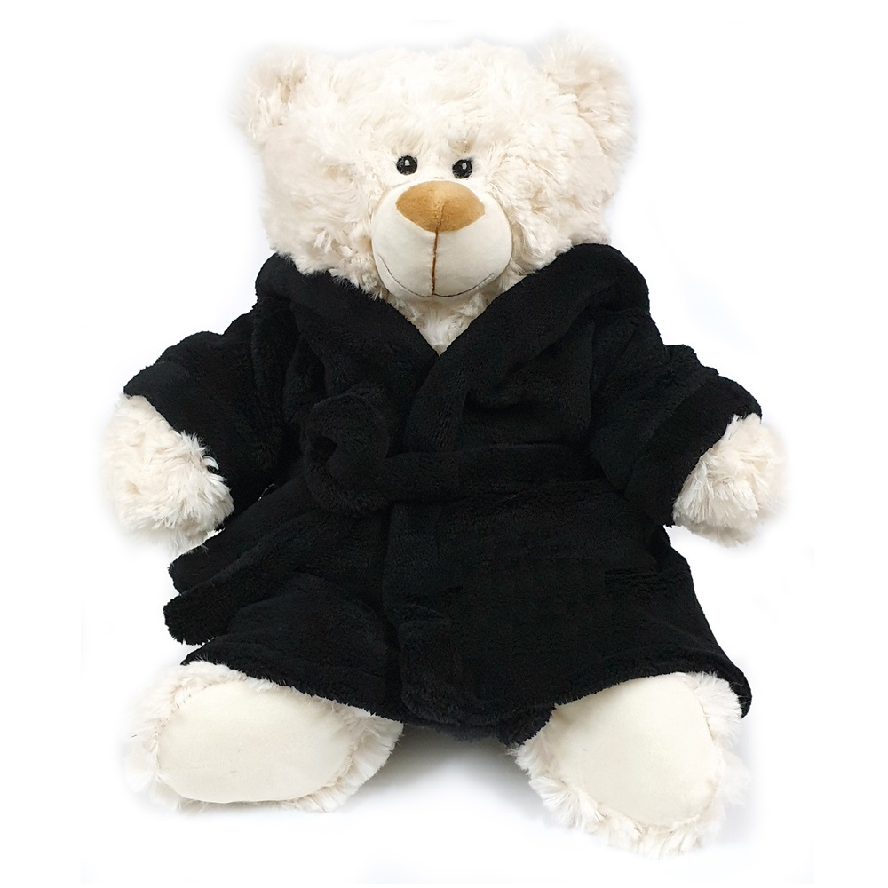 Caravaan - Soft Toy Teddy Cream with Black Bathrobe Size 38cm