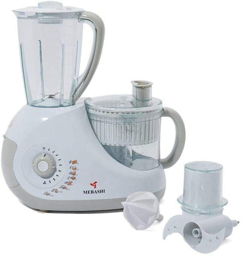 Mebashi 14-In-1 Food Processor Me-Fps1001Wgr B White/Clear/Grey