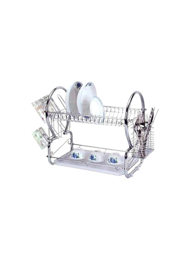 Buy Home 2-Tier Stainless Steel Dish Rack Silver Online | Carrefour KSA