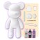 DIY PAINT YOUR OWN BEARBRICK BEAR FIGURE KIT (7 inch - 18 cm) Pour Over Acrylic Fluid Paint and create a unique display piece. COLORS: White, Black, Light-Purple