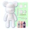 DIY CREATE YOUR OWN UNIQUE ACRYLIC FLUID POURING PAINT BEAR (9 inch - 23 cm) COMPLETE SET, colors: White, Light-Pink, Dark-Purple. Arts and Crafts, Customize Handmade Creative Birthday Gift