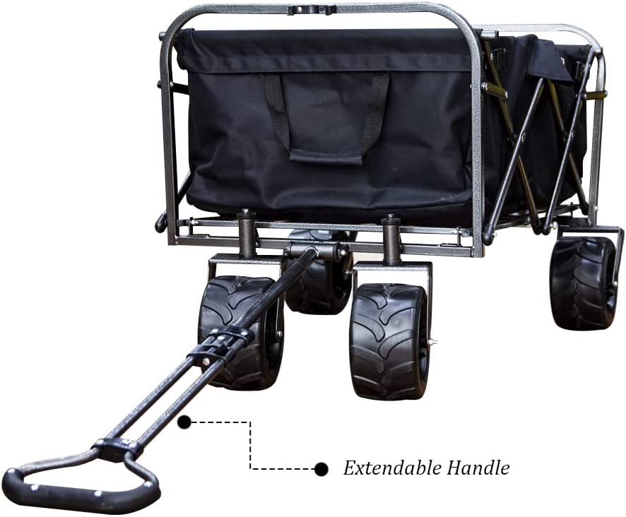 80Kg Foldable Heavy Duty Outdoor Trolley Utility Transport Cart - Black