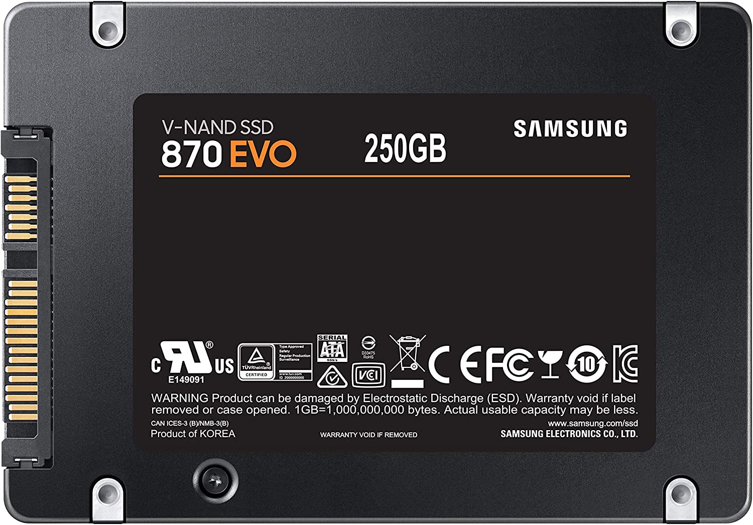 SAMSUNG 870 EVO 250GB 2.5 Inch SATA III Internal SSD (MZ-77E250B/AM)