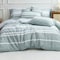 Luna Home Single Size 4 Pieces Green Stripe Design Duvet Cover Set