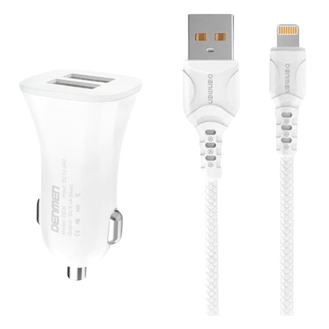 Denmen DZ06L Double Car Charger White