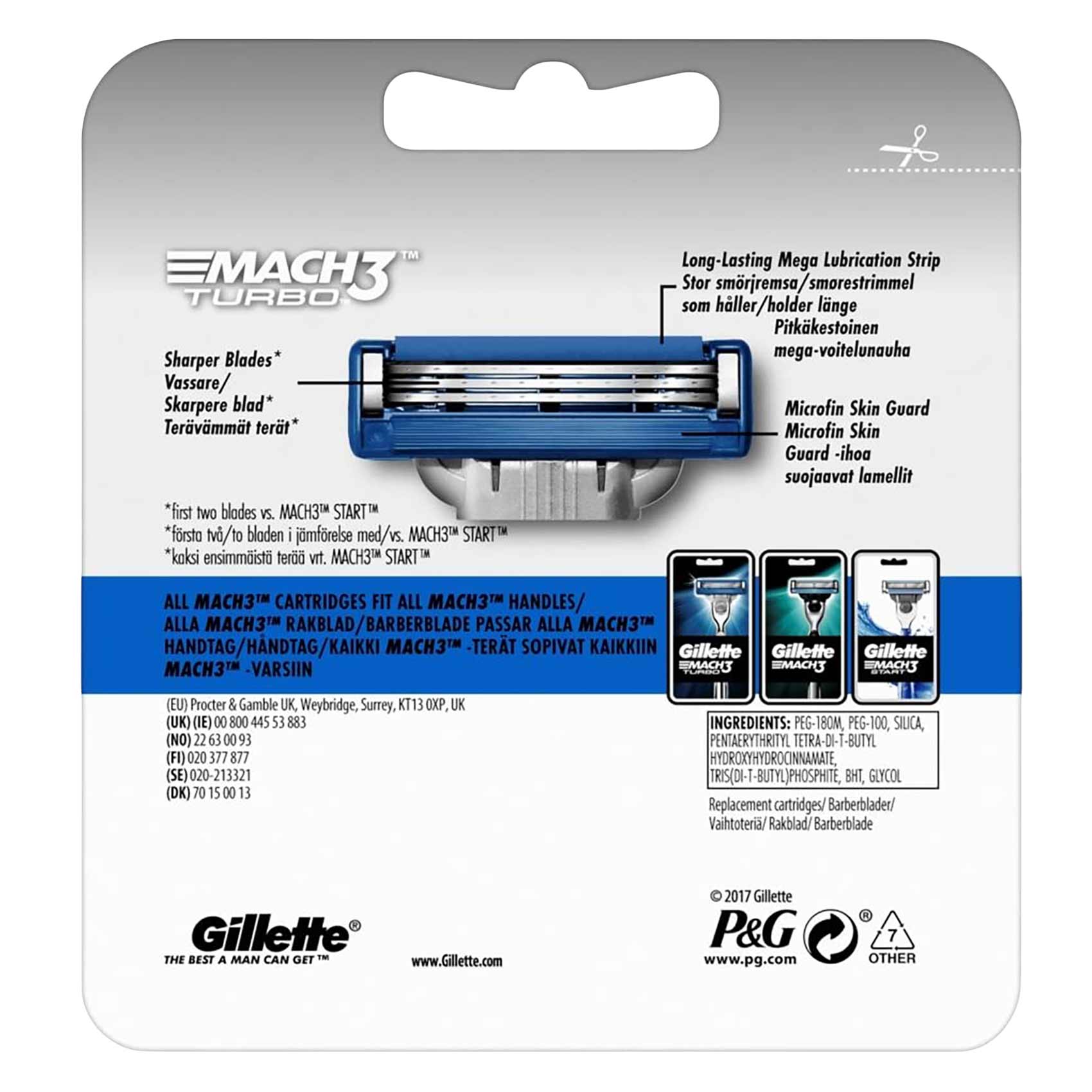 Gillette Razor Blades Mach3 Turbo Manual 4 Count product thumbnail 2