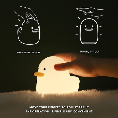 Aokpsrt Silicone Duck Night Light For Kids Rechargeable Nursery Bedside Lamp With Touch Sensor &amp; Timer Setting Breastfeeding