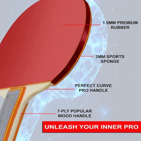 Sky Land Professional Table Tennis Racquet Set Including 2 Ping Pong Rackets And 3 Balls, Black, Tt Set Em-9350