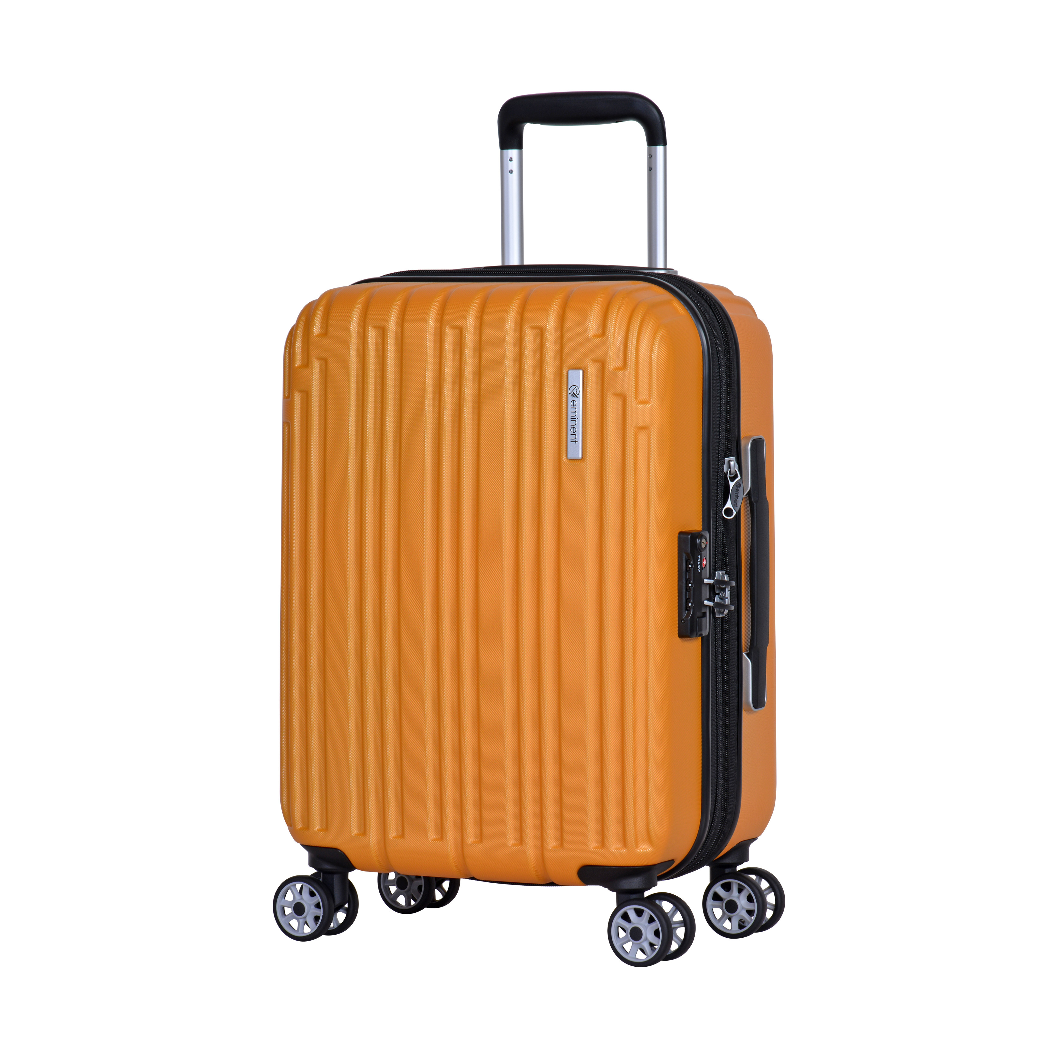 Eminent Hard Case Cabin Travel Bag Makrolon Polycarbonate Luggage Trolley Lightweight Expandable Zipper Suitcase 4 Quiet Wheels With TSA Lock KG82 Yellow