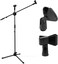 Mike Music Microphone Stand, Ohuhu Tripod Mic Stand Boom with Mic Clips, Height Adjustable, Light Weight, (M2 1/PACK, Black)