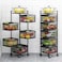 Dongbao Fruit Basket Holder Vegetable Storage Stand, 4 Tier Storage Trolley Organizer, Kitchen Storage Rack Vegetable Rack Kitchen Rotating Shelf, Black