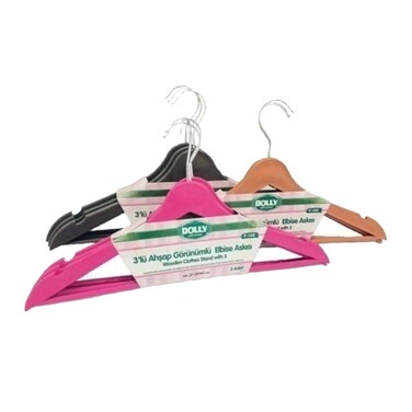 Dolly Wooden Clothes Hangers  X3 Assorted Color