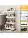 Cozy Nest 4 Tier Rolling Trolley Storage Organizer Utility Cart with Hooks &amp; Lockable Wheels and Mobile Functional Shelves for Bathroom Kitchen Office and Laundry Room (Off White)