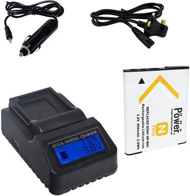 DMK Power NP-BN1 (800mAh) Battery and LCD Quick Rapid Charger Compatible with Sony DSC-QX10, DSC-QX30, DSC-QX100, DSC-TX100V, DSC-TX200V, DSC-W800, DSC-W810, DSC-W830, ect,
