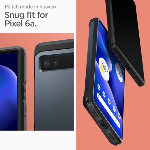 Spigen Tough Armor designed for Google Pixel 6a case cover (2022) with Extreme Impact Foam - Metal Slate