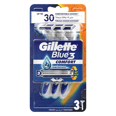 Gillette Blue 3 Men's Disposable Shaving Razor 3 Piece