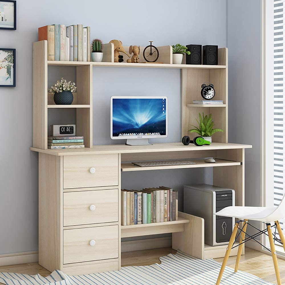 Buy 100x45x131.5CM Wooden Study Desk with Book Shelves for Kids Child ...