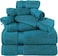 Comfy 8 Piece 100% Combed Cotton 550 GSM Highly Absorbent Towel Set - Blue