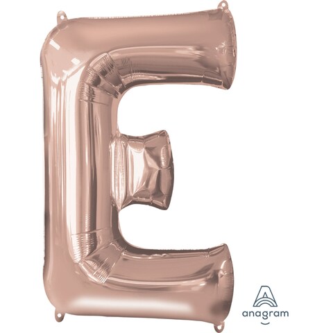 Anagram Letter E Foil Balloon- 32-Inch Size- Rose Gold