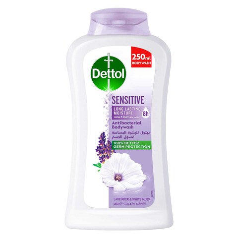 Buy Dettol Sensitive Antibacterial Bodywash and Shower Gel, Lavender  White Musk, 250ml in Kuwait