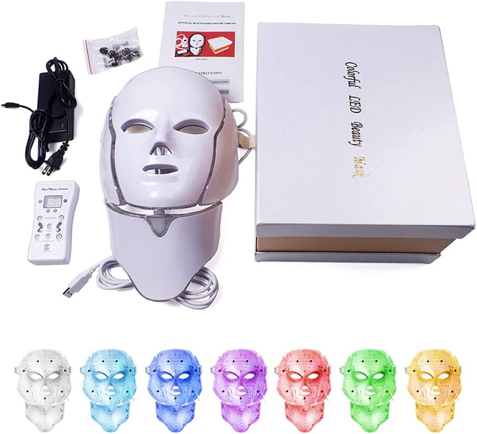 Buy Jhyy Light Therapy Acne Mask, LED Light Therapy 7 Color Facial Skin ...