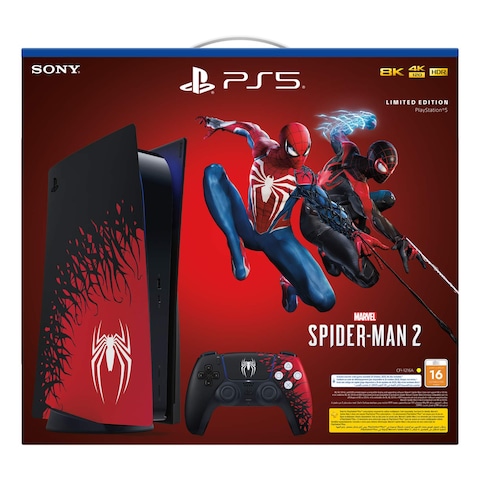 Sony Limited Edition DualSense Wireless Controller and Console with Marvel Spider-Man 2 Game Voucher Bundle for PlayStation 5