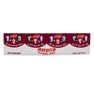 كي دي دي   عصير تفاح 123 طبيعي 125 ملل × حزمة من 40