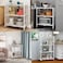 3 Tier Foldable Storage Shelf Unit with Wheel, Heavy Duty Storage Shelving Unit for Kitchen, Garage and Laundry Bathroom(white)