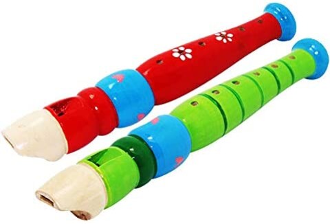 Sealive 2 Pcs Small Wooden Recorders For Toddlers, Colorful Piccolo Flute Kids, Learning Rhythm Musical Instrument, Sealive Baby Early Education Musicsound Toys Autism (Random Color)