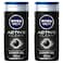 NIVEA MEN 3in1 Shower Gel Active Clean Charcoal Woody Scent 250ml Pack of 2