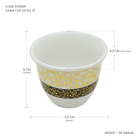 PEARL CERAMIC CAWA CUP, P00005, 4 PCS SET - STYLE 2, 90ML