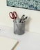 Generic Mesh Desktop Organizer Round Metal Pen Ruler Eyebrow Pencil Makeup Brush Cup Holder Home Office 2 Pcs (Silver)