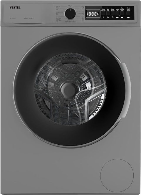 Vestel 7kg Front Load Washing Machine, 1000 RPM, ESMA Certified, A++ Energy, 15 Programmes, Giant &amp; Full Openning Door (180 Degree Openning), W710T2-DSS - 1 Year Full Warranty &amp; 5 Year Motor Warranty