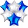 Party Time 6-Pieces 18 Inches Silver &amp; Blue Star Foil Balloons Set For Wedding, Anniversary, Birthday Party Decorations - Party Supplies