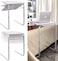 Ntech Foldable AssembLED Table TV Tray Portable Folding Snack Table - Adjustable Sofa Side Table, Bed Laptop Desk Table For Breakfast Home Use White