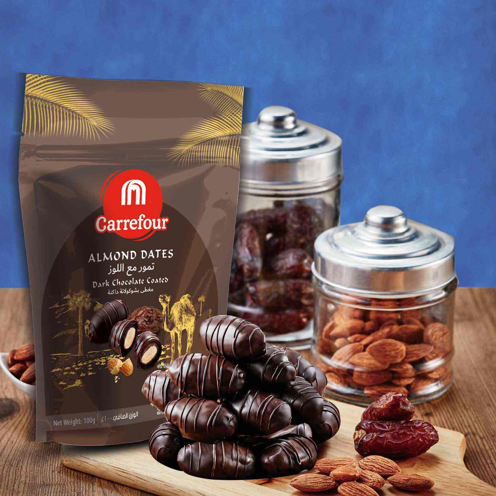 Carrefour Almond Dates With Dark Chocolate Coated 100g Pack of 4