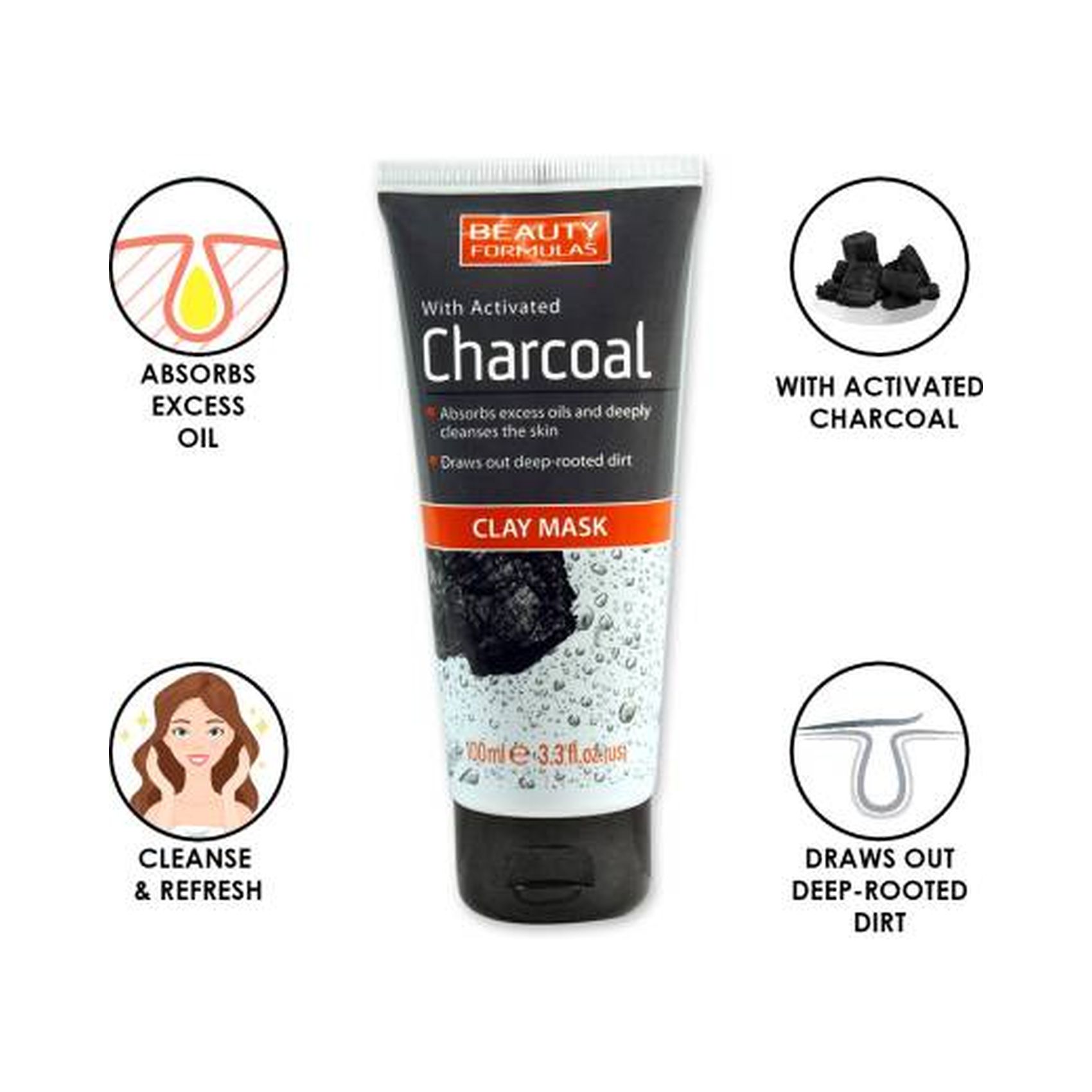 Beauty Formulas Charcoal Clay Mask Black 100ml