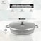 LIFE SMILE Shallow Pot with Lid   Non Stick PFOA FREE Granite Coating Frying Pan   Oven Safe   Dishwasher Safe   Double Handle (40 CM (9.6 Liters), Grey)