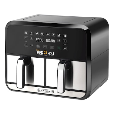 Black &amp; Decker Digital Dual Zone Air Fryer, DZAF1700-B5, Black and Silver, 8 L